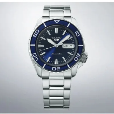 Seiko 5 Sports Automatic Blue Dial Silver Steel Strap Watch for Men - SRPK97K1